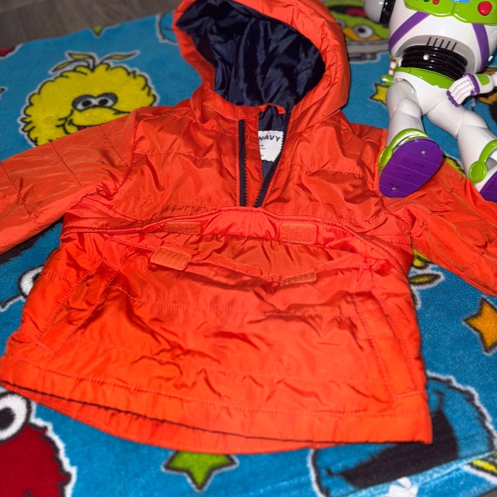 Old Navy Orange Puffer Jacket Lightweight Glossy